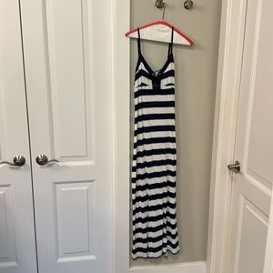 Blue and white striped sun dress